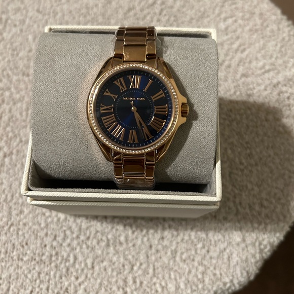 MICHAEL KORS KACIE Authentic Rose Gold Navy Blue Crystals MK6930 NEW Women Watch - Picture 2 of 7